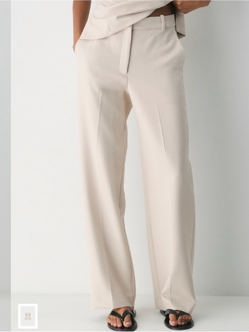 Aritzia Wide-Leg Cream Trousers